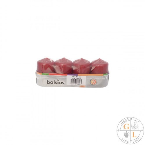 Свечи столбик Bolsius Classic 60/40 (4 шт) темно-красные - время горения 7 часов Свечи столбик Bolsius Classic 60/40 (4 шт) темно-красные - время горения 7 часов
