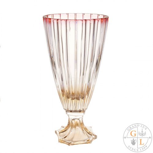 Ваза для цветов на ножке Bohemia Gold Oval красная 30см