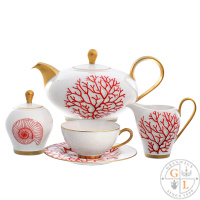 Чайный сервиз Falkenporzellan Red Gold 6 персон 17 предметов
