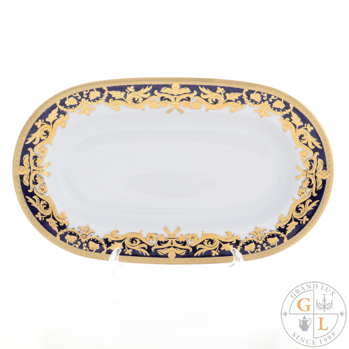 Блюдо овальное Falkenporzellan Natalia cobalt gold 24 см 