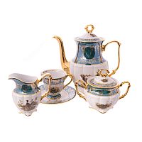 Кофейный сервиз Repast Охота зеленая Мария-тереза 15 предметов на 6 персон