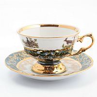 Набор чайных пар Sterne porcelan Охота Зеленая 220 мл(6 пар)