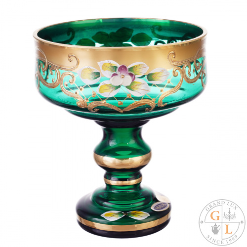 Конфетница Bohemia Star Crystal зеленая 13 см 