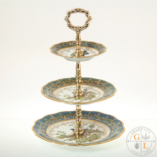 Этажерка (Горка) Sterne porcelan Охота Зеленая 3 яруса Этажерка (Горка) Sterne porcelan Охота Зеленая 3 яруса