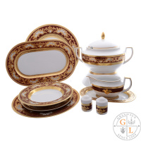 Столовый сервиз Falkenporzellan Alena 3D Bordeaux Gold Constanza 6 персон 27 предметов