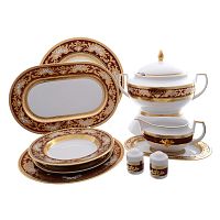 Столовый сервиз Falkenporzellan Alena 3D Bordeaux Gold Constanza 6 персон 27 предметов
