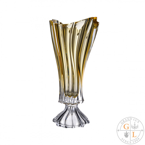 Ваза на ножке Aurum Crystal Plantica 40 см Amber