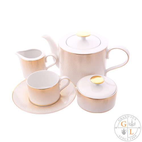 Чайный сервиз Falkenporzellan Deluxe Shape - Rio White Gold 6 персон 17 предметов