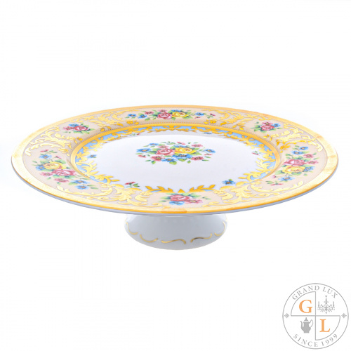 Тарелка для торта на ножке Falkenporzellan Vienna Creme Gold 32 см