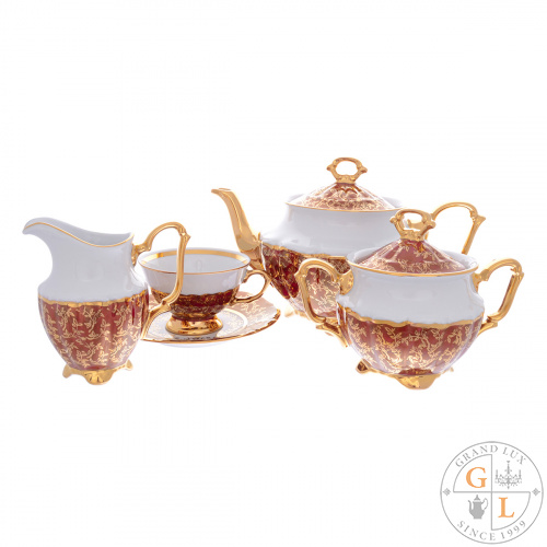 Чайный сервиз Repast Красный лист Мария-тереза 15 предметов на 6 персон