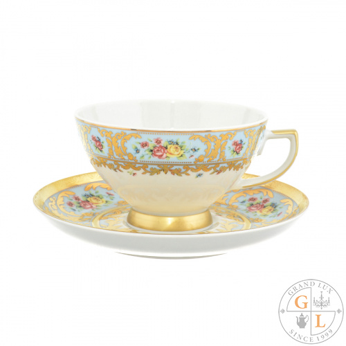 Набор чайных пар Falkenporzellan Vienna Blue Gold (6 пар)