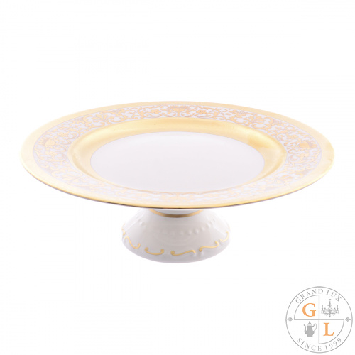 Тарелка для торта на ножке Falkenporzellan Royal Gold Cream 32см