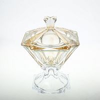 Конфетница с крышкой зеленая Bohemia Gold Metropolitan 26см