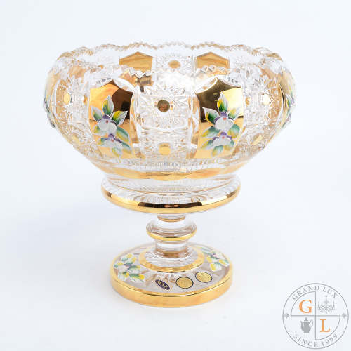 Конфетница золото на ножке Bohemia Max Crystal 20 см