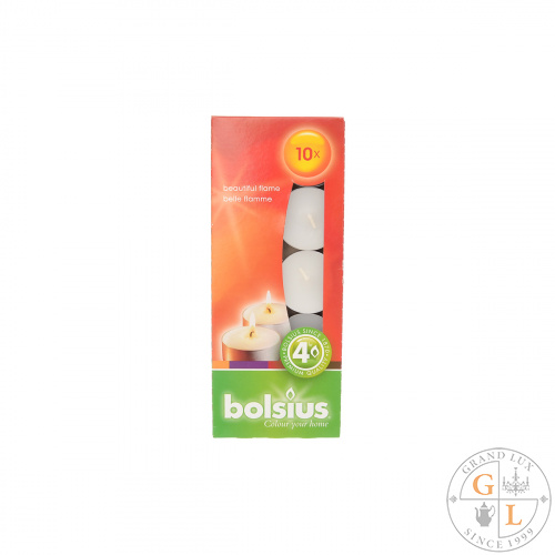 Свечи чайные Bolsius Classic (10 шт) белые - время горения 4 часа