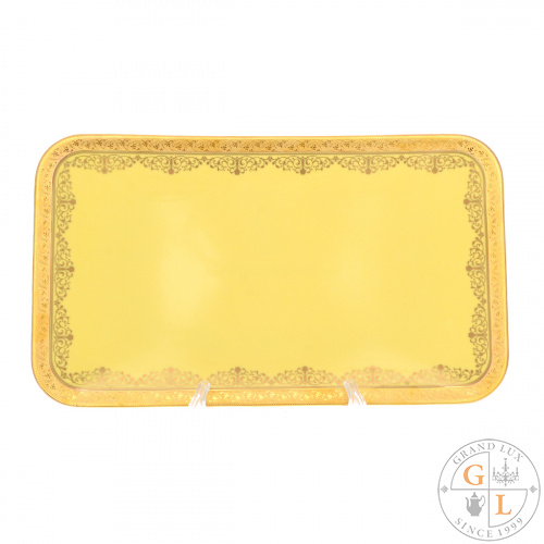 Блюдо прямоугольное Falkenporzellan Maxim Square - Lillet Yellow Gold 35 см