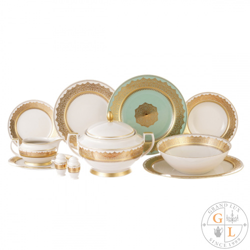 Столовый сервиз Falkenporzellan Agadir Seladon Gold 6 персон 26 предметов