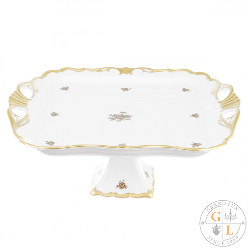 Блюдо квадратное на ножке Queen's Crown Золотая роза 34 см Блюдо квадратное на ножке Queen's Crown Золотая роза 34 см
