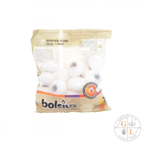 Свечи плавающие Bolsius Classic (20 шт) белые - время горения 5 часов
