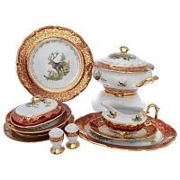 Столовый сервиз Repast Охота красная Мария-тереза 28 предметов на 6 персон