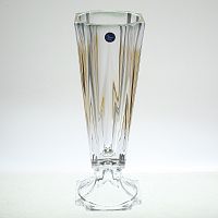Ваза на ножке Bohemia Gold Metropolitan зеленая 39см