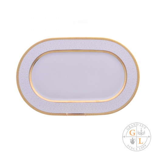 Блюдо овальное Falkenporzellan Constanza Diamond White Gold 36 см 