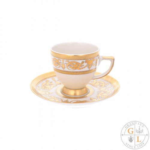 Набор кофейных пар Falkenporzellan Imperial Creme Gold 110мл(6 пар)