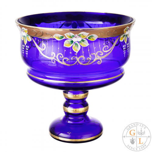 Фруктовница Bohemia Star Crystal синяя 26 см