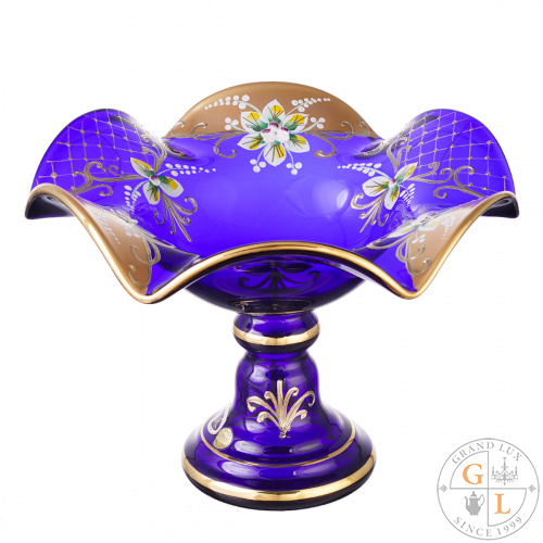 Фруктовница Bohemia Star Crystal синяя 26 см