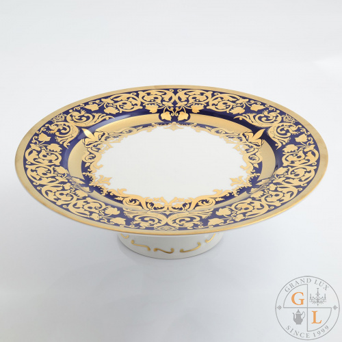 Тарелка для торта на ножке Falkenporzellan Natalia cobalt gold 32 см Тарелка для торта на ножке Falkenporzellan Natalia cobalt gold 32 см